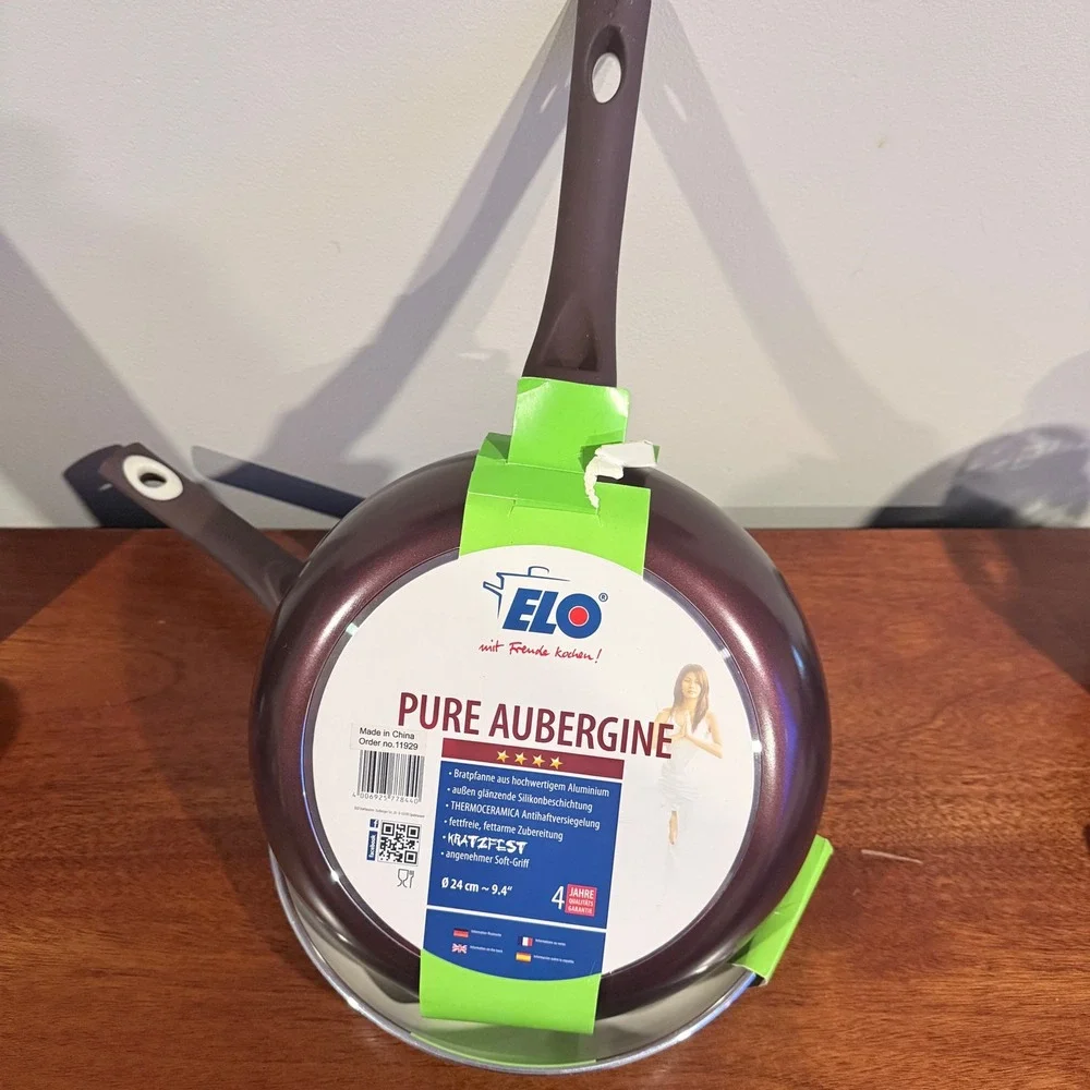 ELO Pure Aubergine 9.4in Ceramic Nonstick Induction Frying Pan Set of 2 Purple